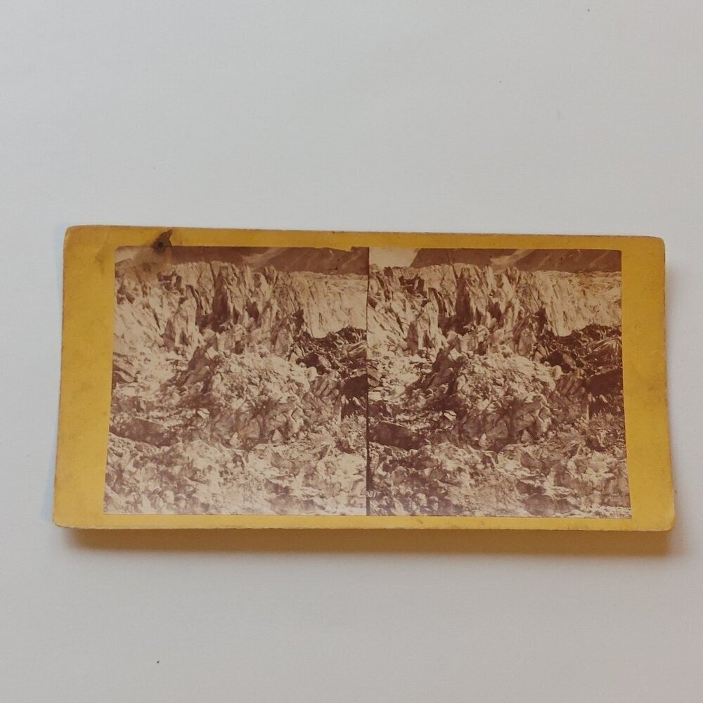 ANTIQUE Stereograph Card Almer Glacier, West Coast New Zealand